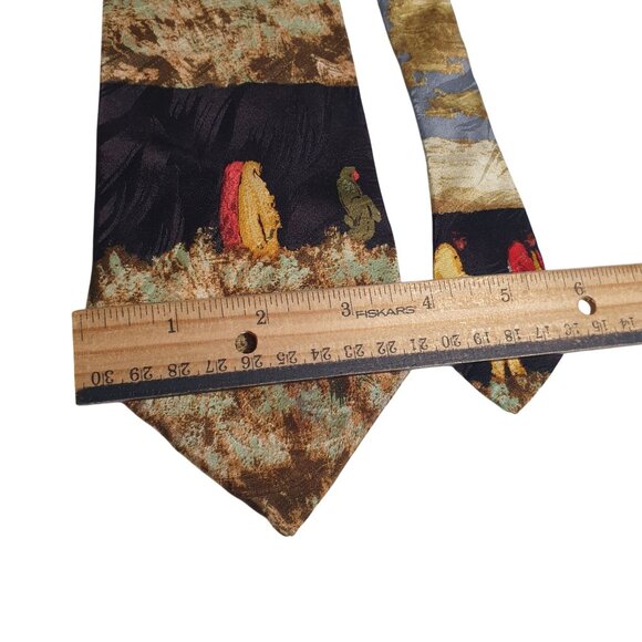 Museum Artifacts All Silk Mens Horse Scene Travelers Vintage Art Necktie Gift - Picture 3 of 5